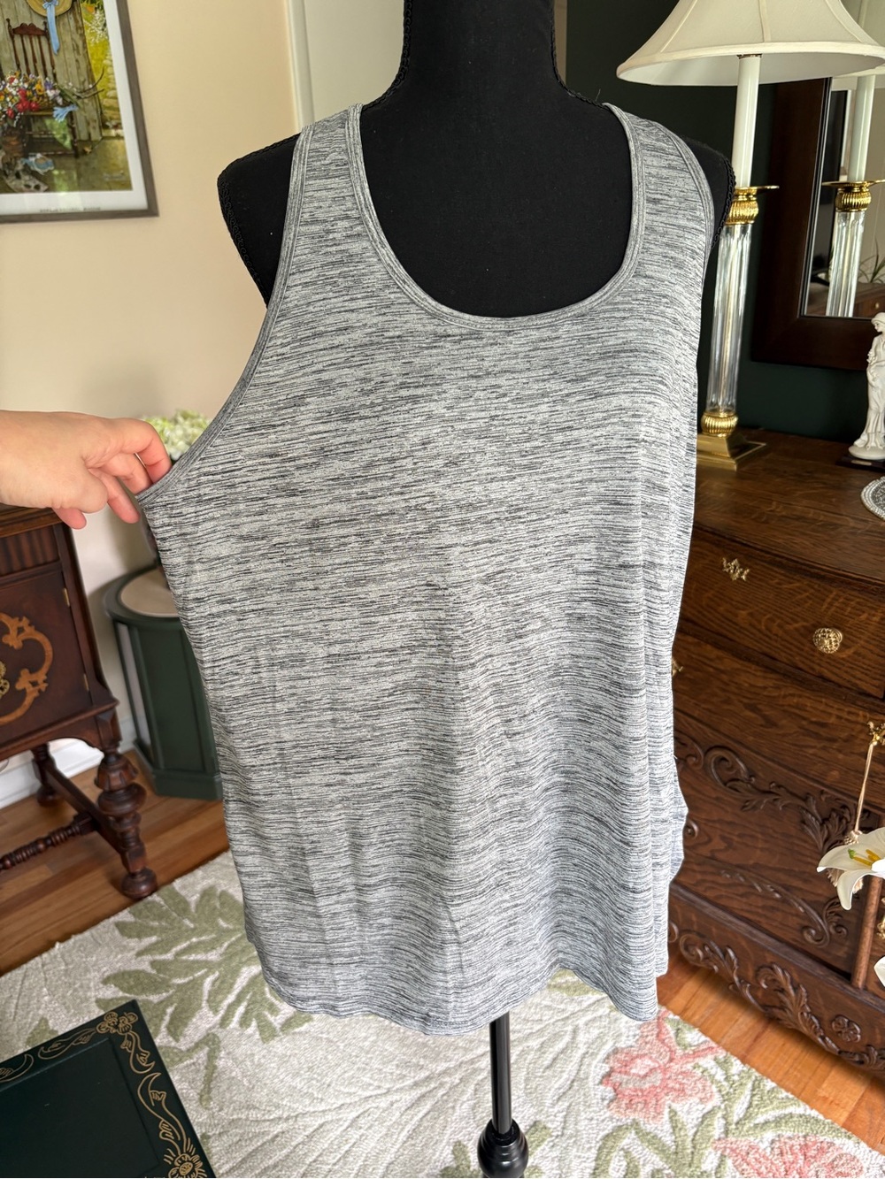 Athletic Works DriWorks Racerback Tank Top Gray Space Dye XXL 2X